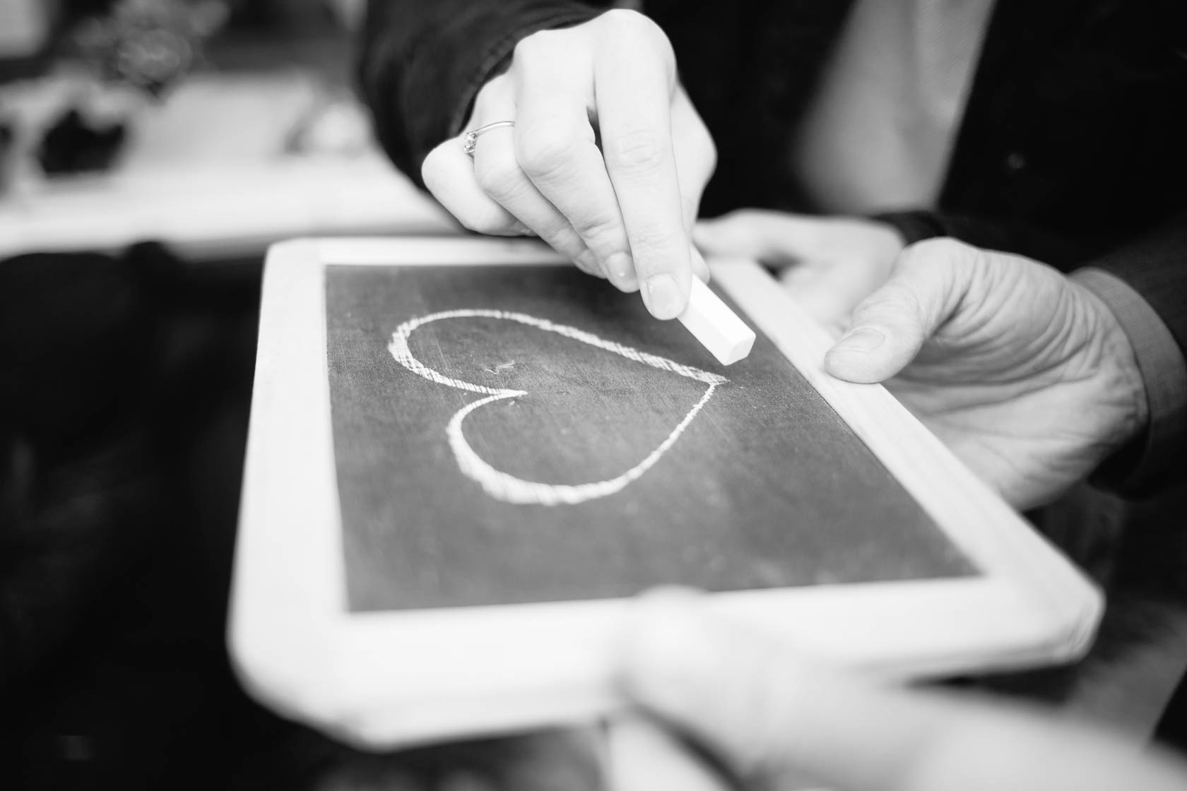 Herz auf einer Schiefertafel