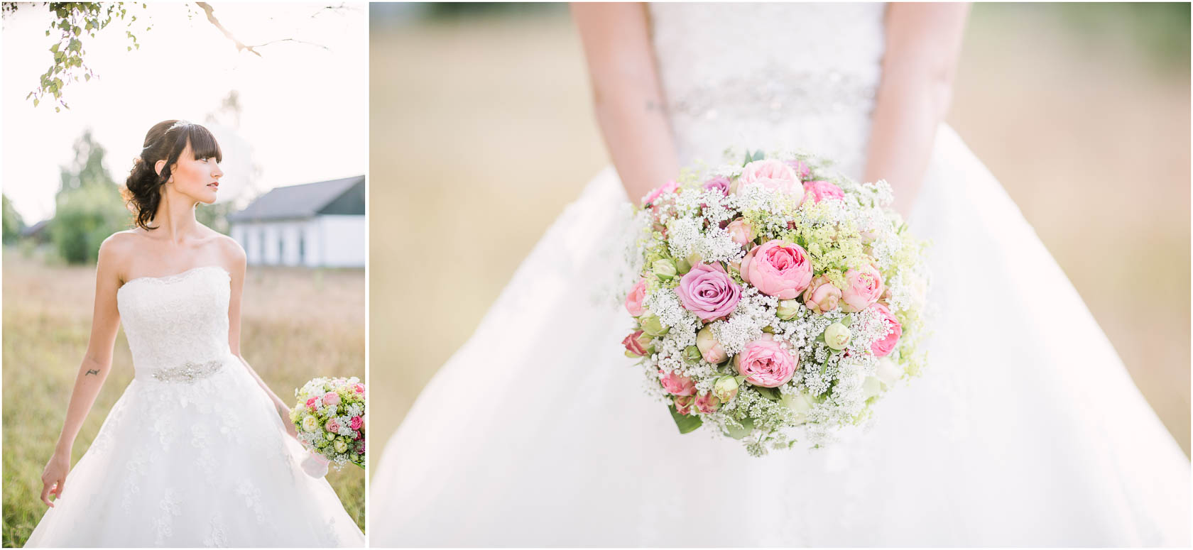 Styled Wedding Shoot Bridal Inspiration DIY und Pastell Brautstrauss und Hochzeitskleid