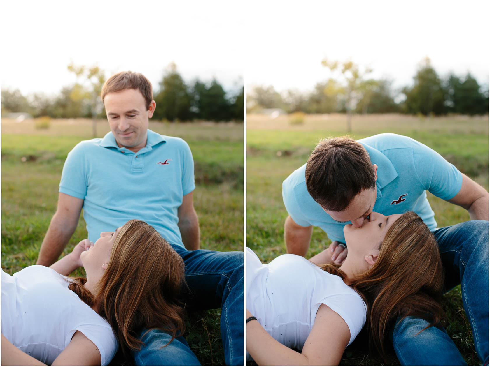 Entspanntes Paarshooting und Babybauch Shooting mit Hund im Sonnenuntergang