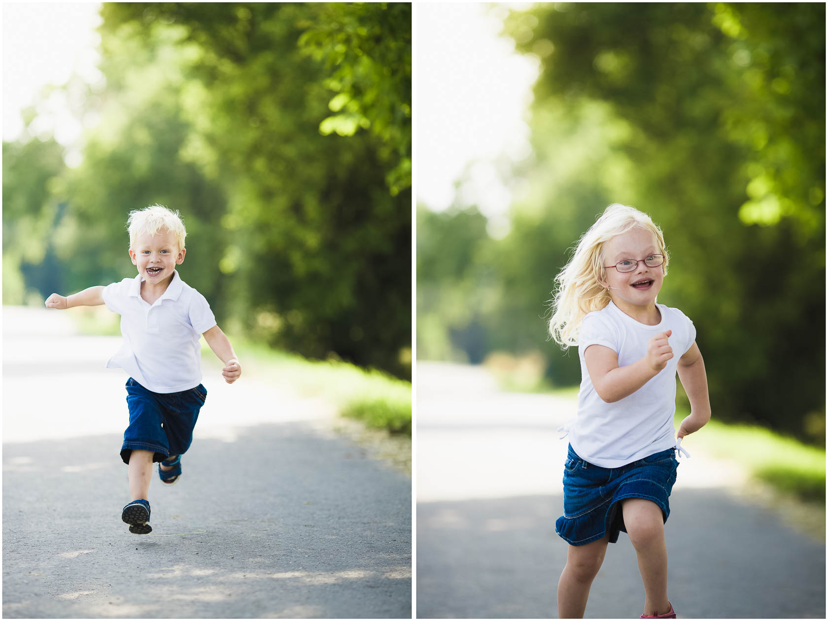 Familienfotos von Thea Philip Johannes Verena und Peter bei Speyer laufende Kinder