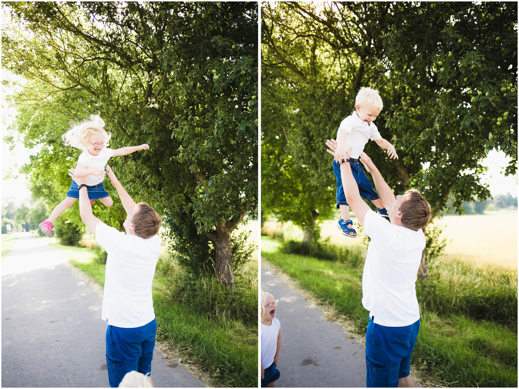 Familienfotos von Thea Philip Johannes Verena und Peter bei Speyer Kinder hochwerfen