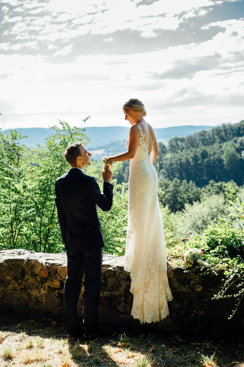 Hochzeitsfotograf Odenwald Burgruine Rodenstein Janina und Henrik Paarfotos auf der Burgruine